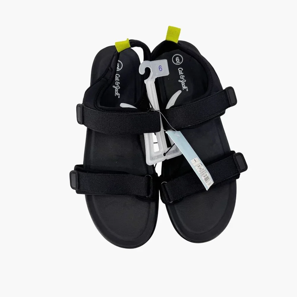 NEW Cat & Jack JJ Power Strap Sandals - Black - Size 6